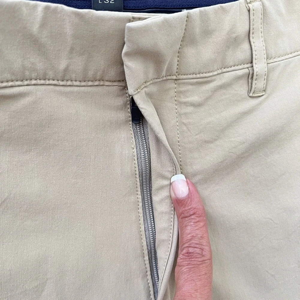 J.Crew Stretch Chino Pants Men's 36 X 32 Beige Flat Front Zip Pockets 484 Slim